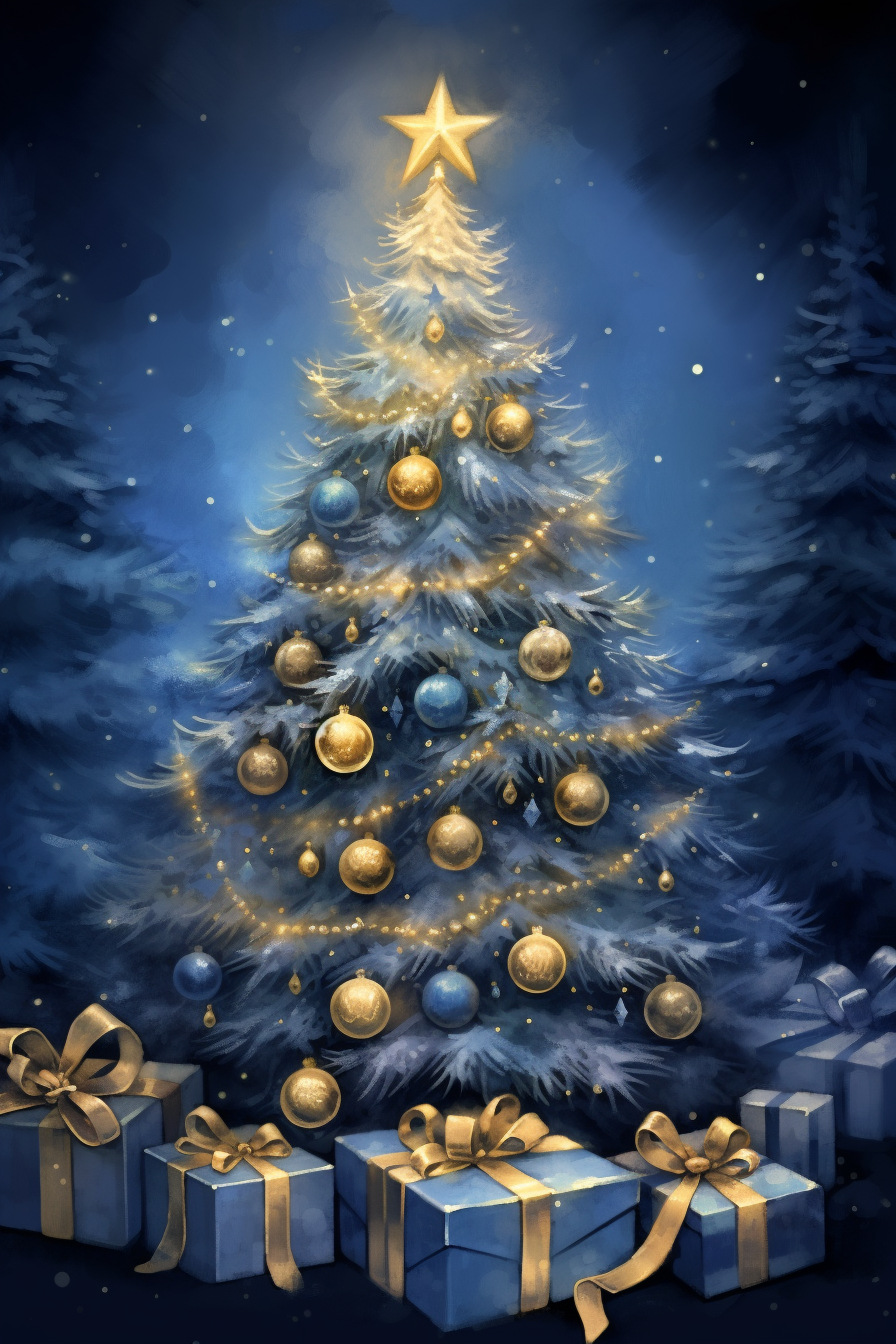 Blue Christmas Tree Diamond Art Kit