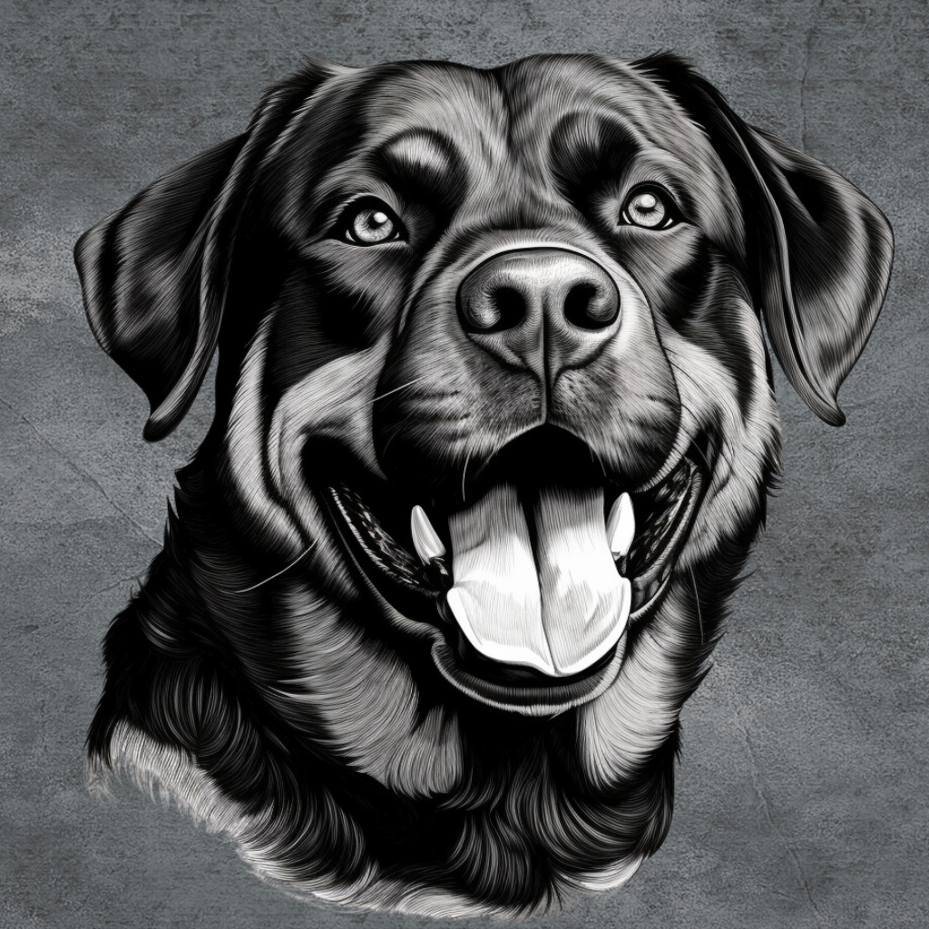 Black White Rottweiler Diamond Art Kit