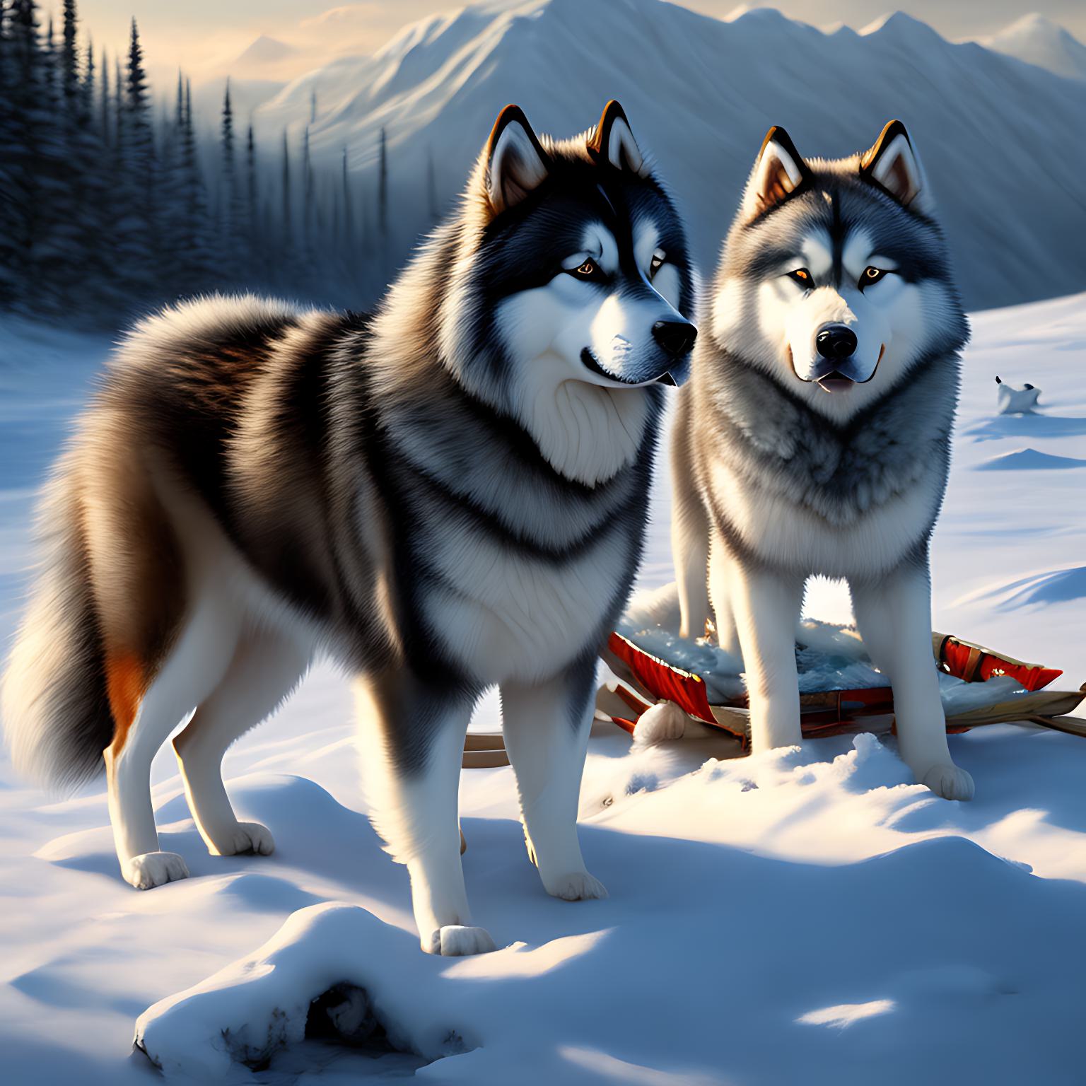 Two Alaskan Malamute Diamond Art Kit