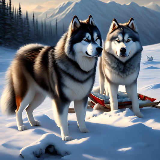 Two Alaskan Malamute Diamond Art Kit