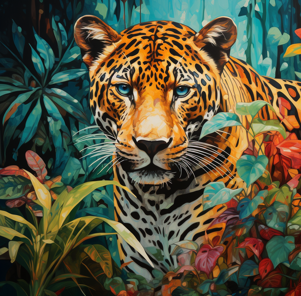 Jungle Plants Leopard Diamond Art Kit