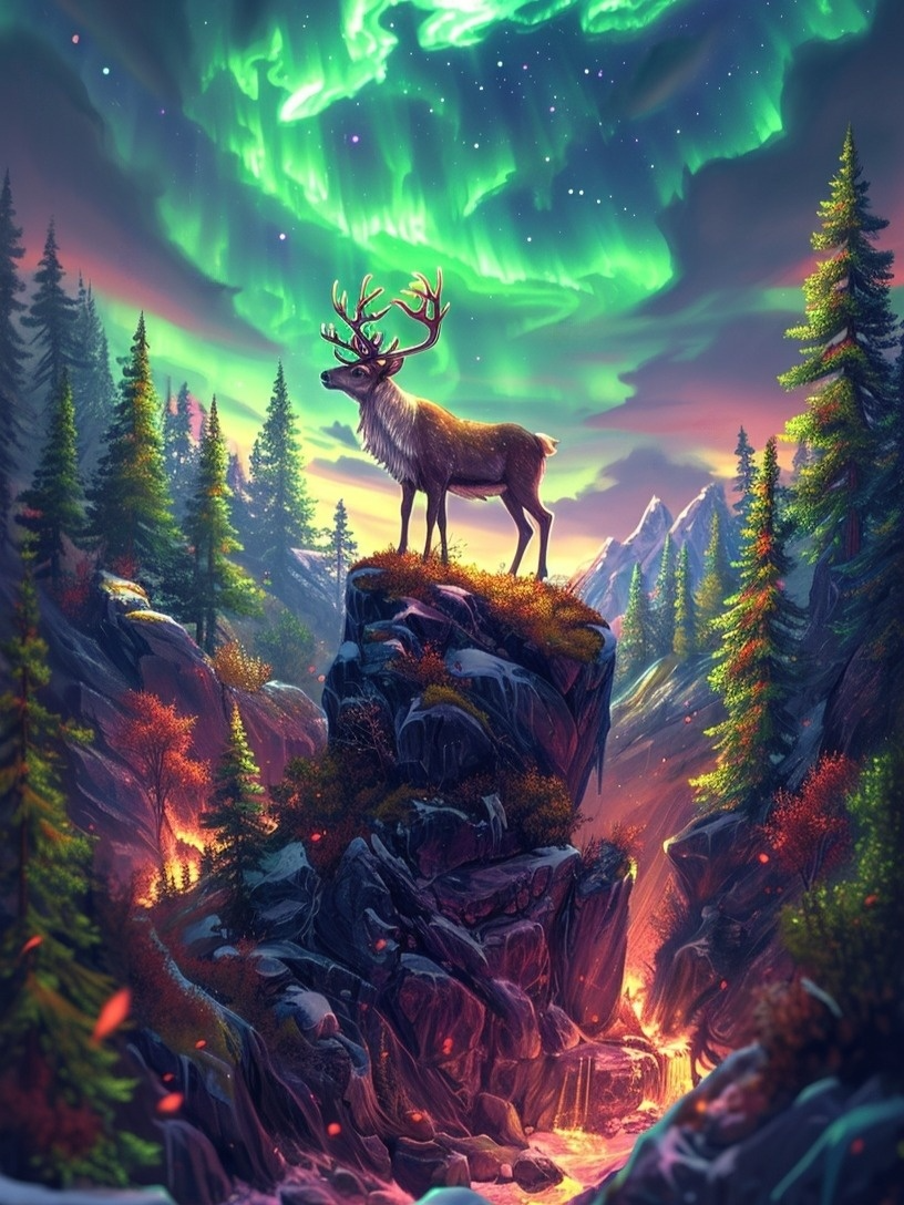 Northern Lights Caribou Diamond Art Kit