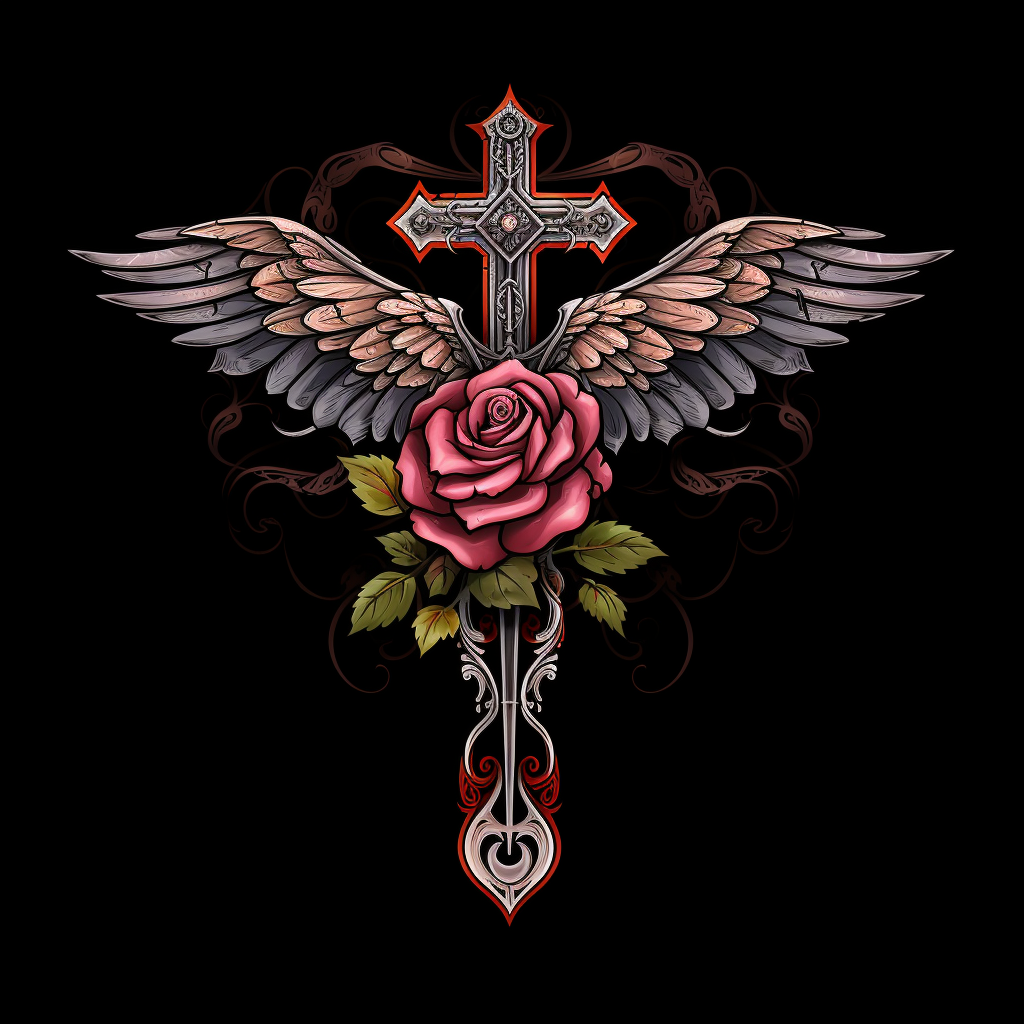 Angelwings Pink Rose Cross Diamond Art Kit