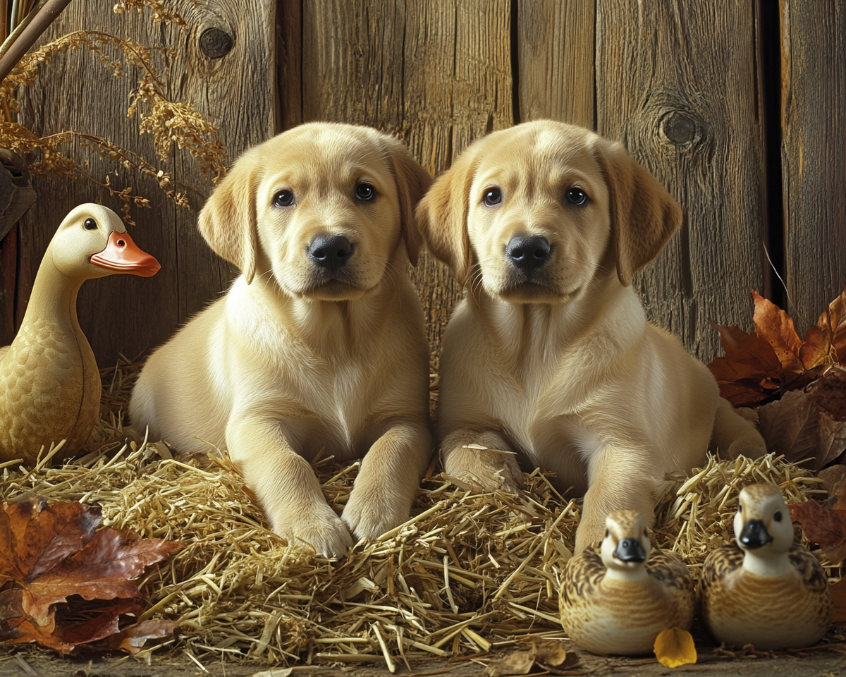 Two Yellow Labs On Straw Diamond Art Kit