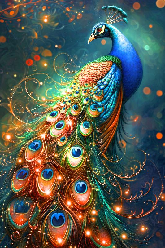 Lighted Tail Peacock Diamond Art Kit