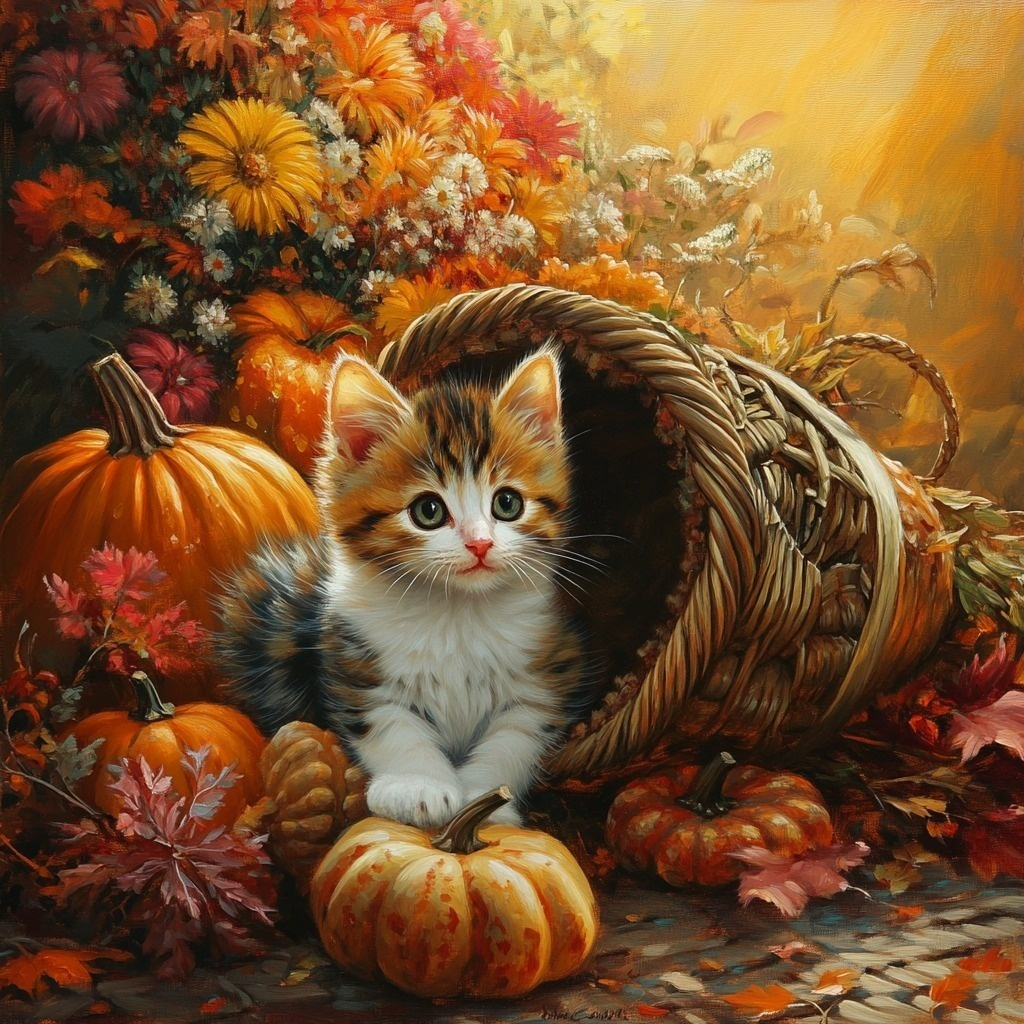 Calico Cat Cornucopia Diamond Art Kit
