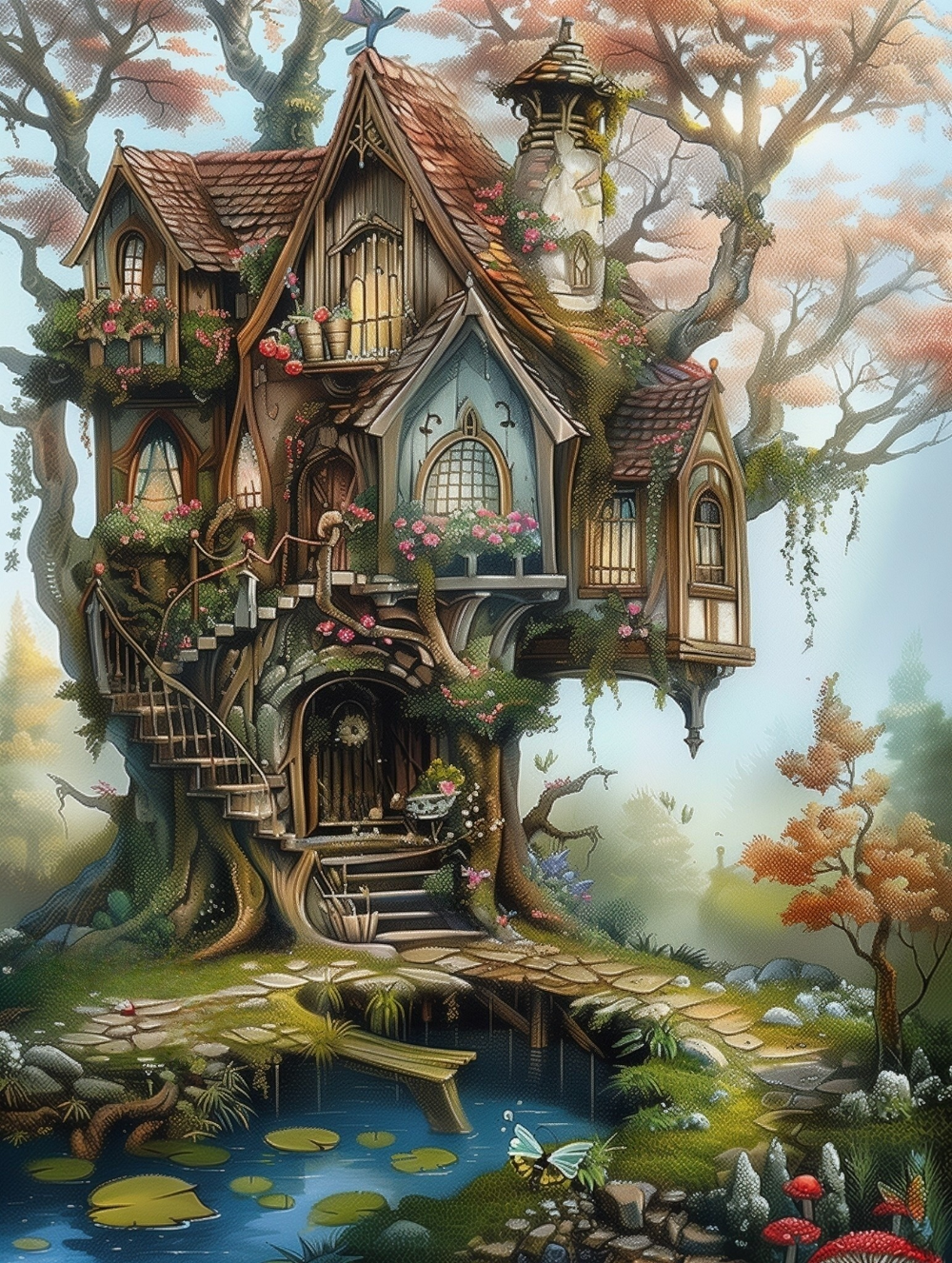 Fairy Tree Cottage Diamond Art Kit