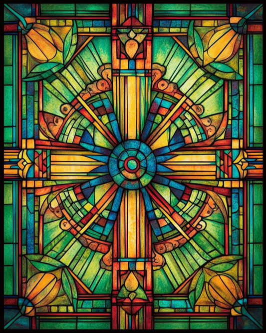 Yellow Abstract Cross Diamond Art Kit
