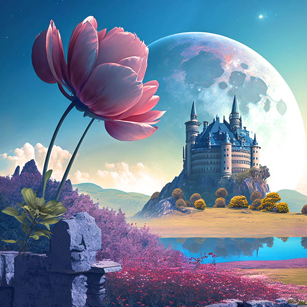 Blue Top Castle Moon Diamond Art Kit