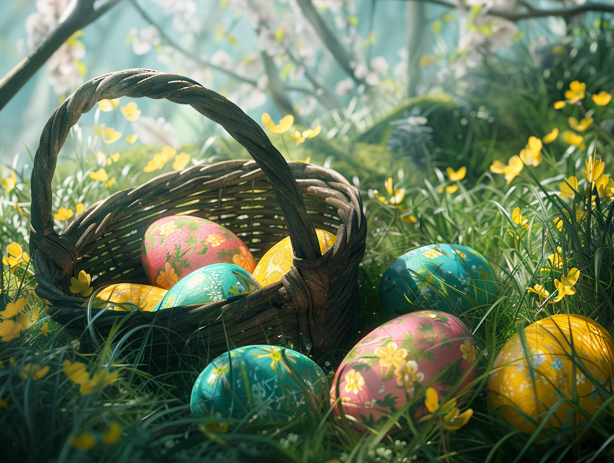 Yellow Flower Grass Easter Eggs Diamond Art Kit