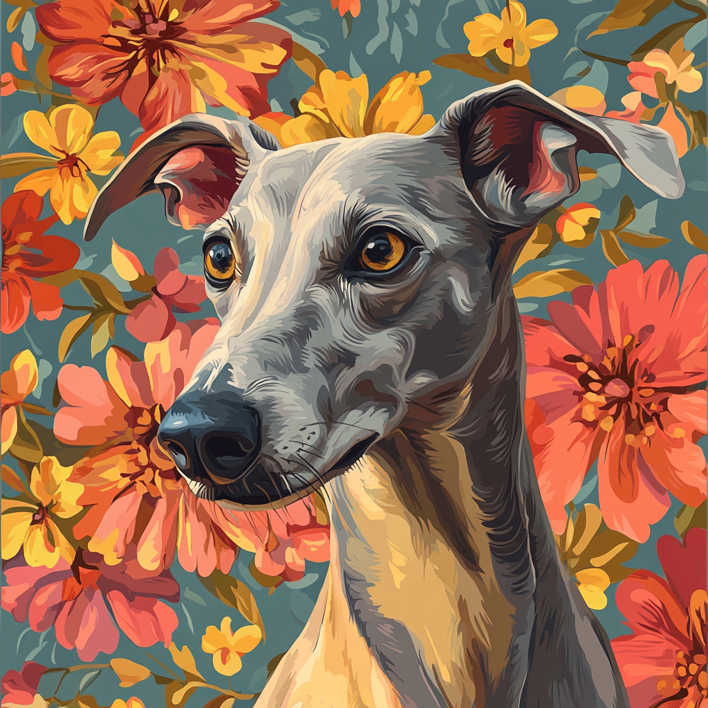 Painted Grey Greyhound Diamond Art Kit