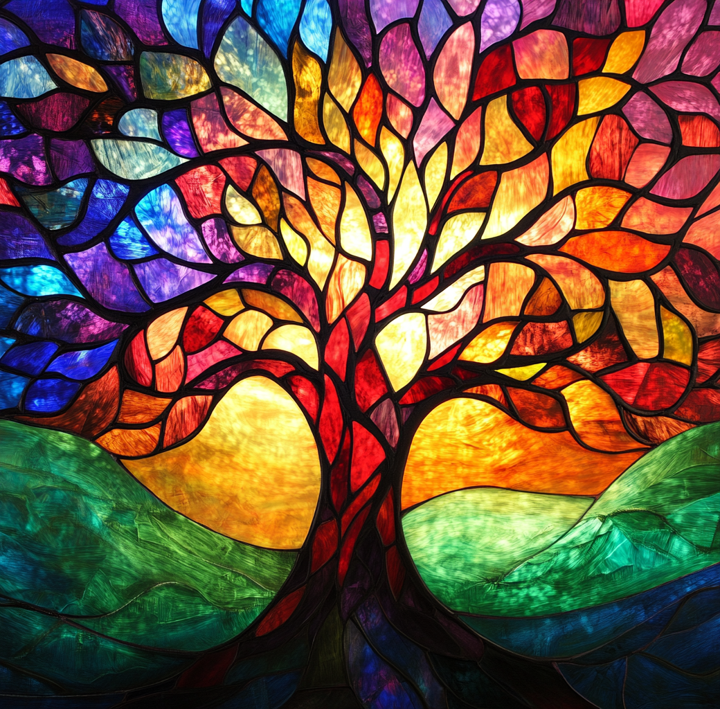 Bright Glowing Colorful Tree Diamond Art Kit