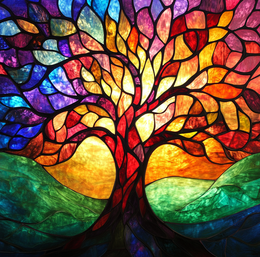 Bright Glowing Colorful Tree Diamond Art Kit