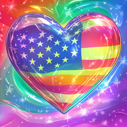 Heart Of Stripes And Stars Diamond Art Kit