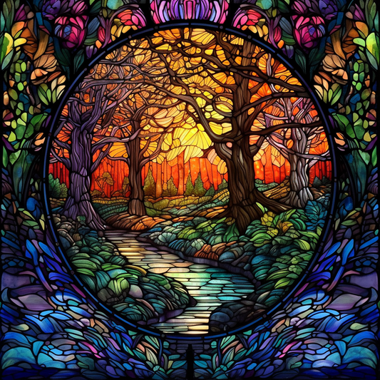 Abstract Stream Trees Diamond Art Kit