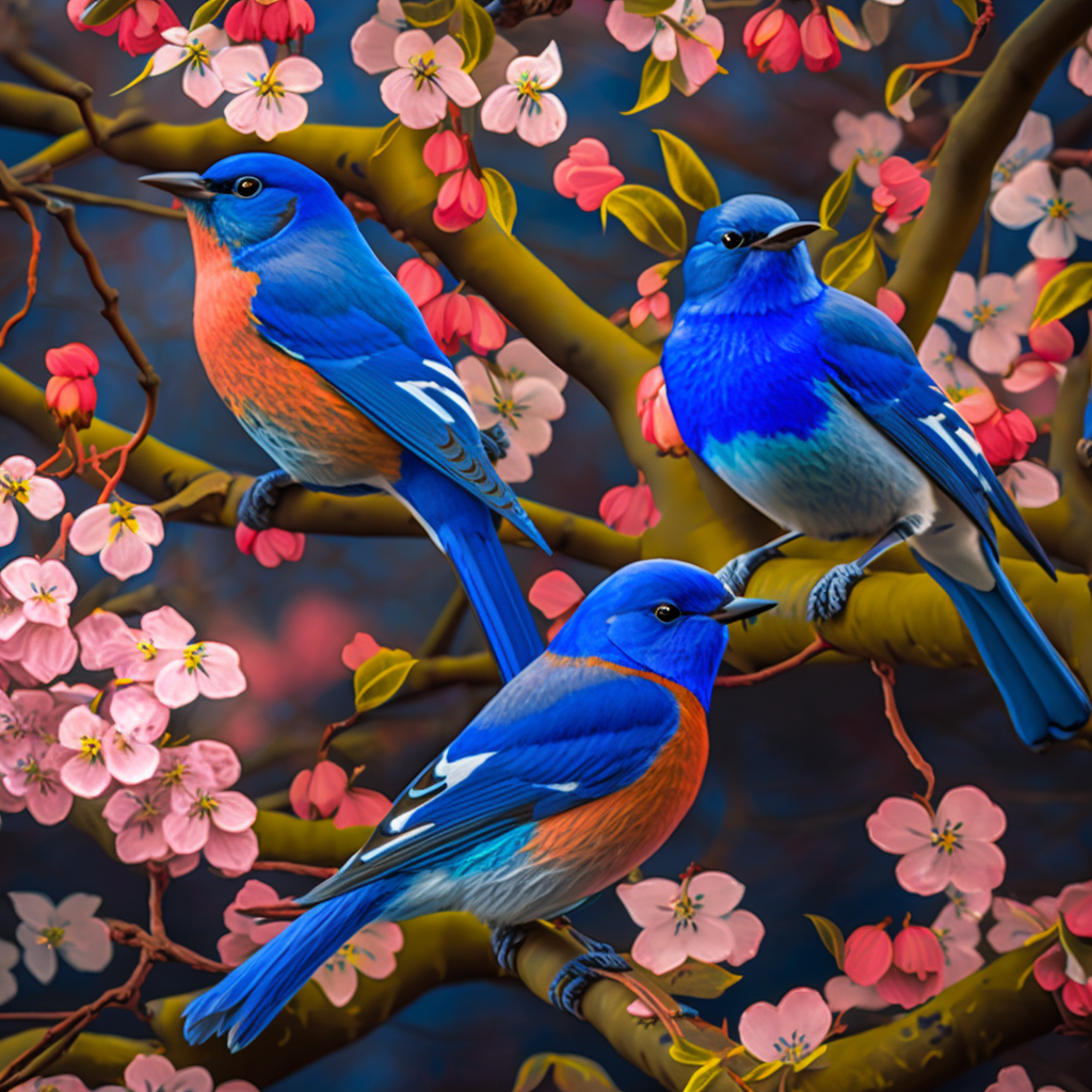 Three Bluebirds Blossoms Diamond Art Kit