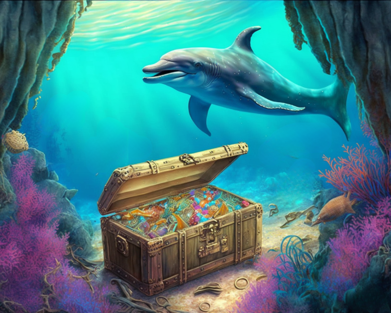 Dolphin Treasure Chest Diamond Art Kit