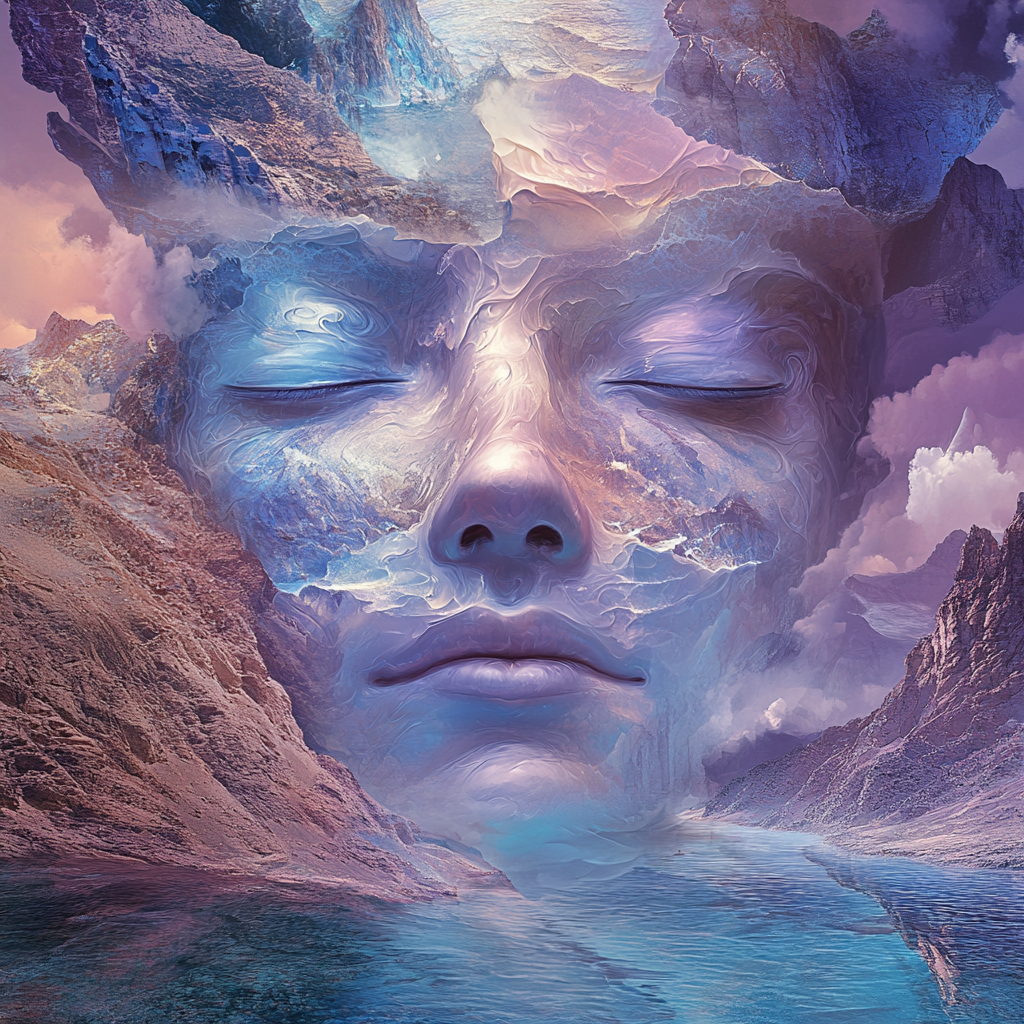 Abstract Purple Hue Mountain Face Diamond Art Kit