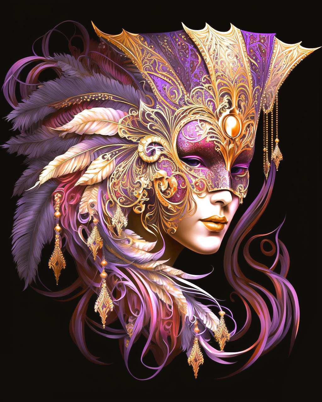 Gold Purple Mask Diamond Art Kit