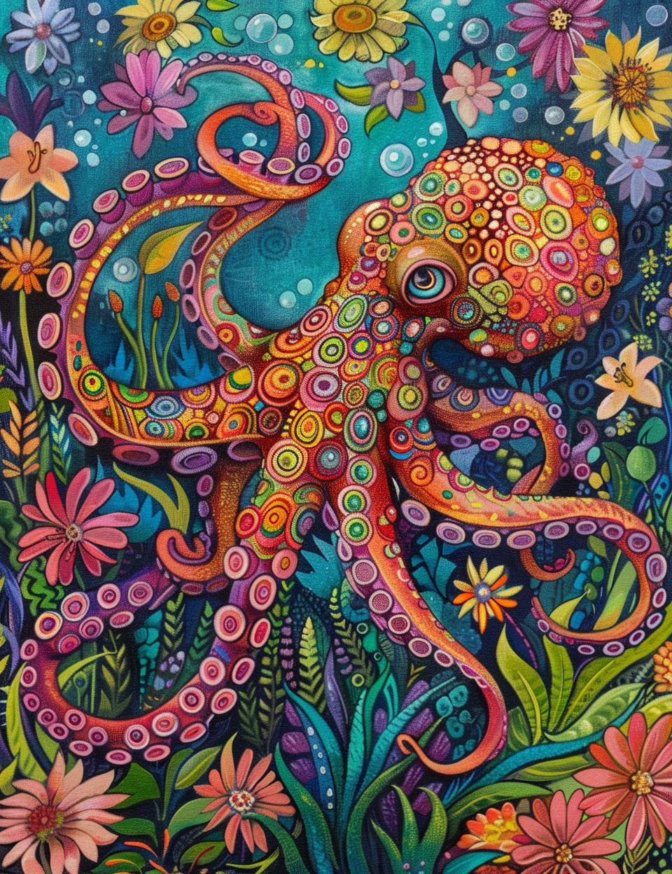 Colorful Circle Abstract Octopus Diamond Art Kit