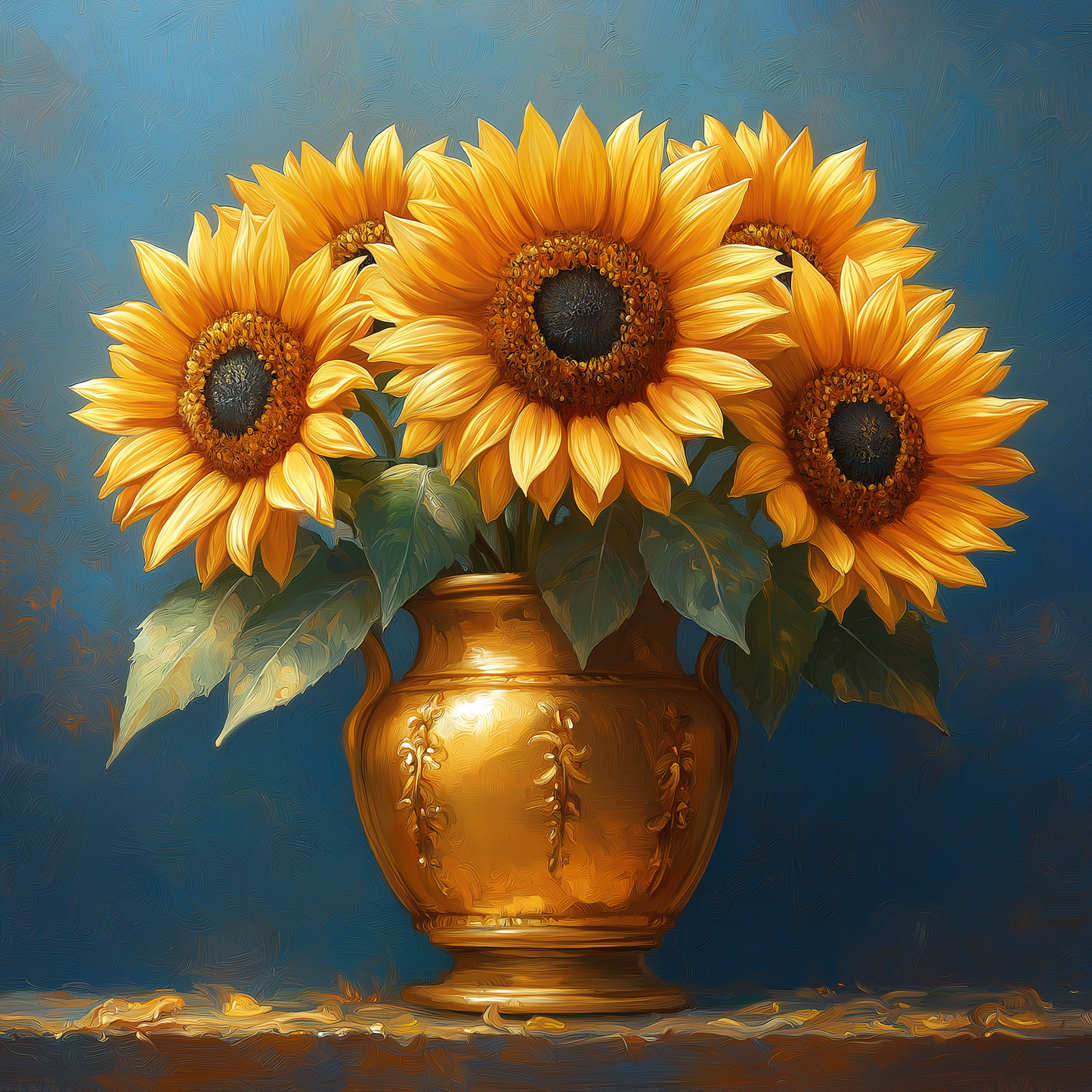 Gold Urn Sunflowers Diamond Art Kit