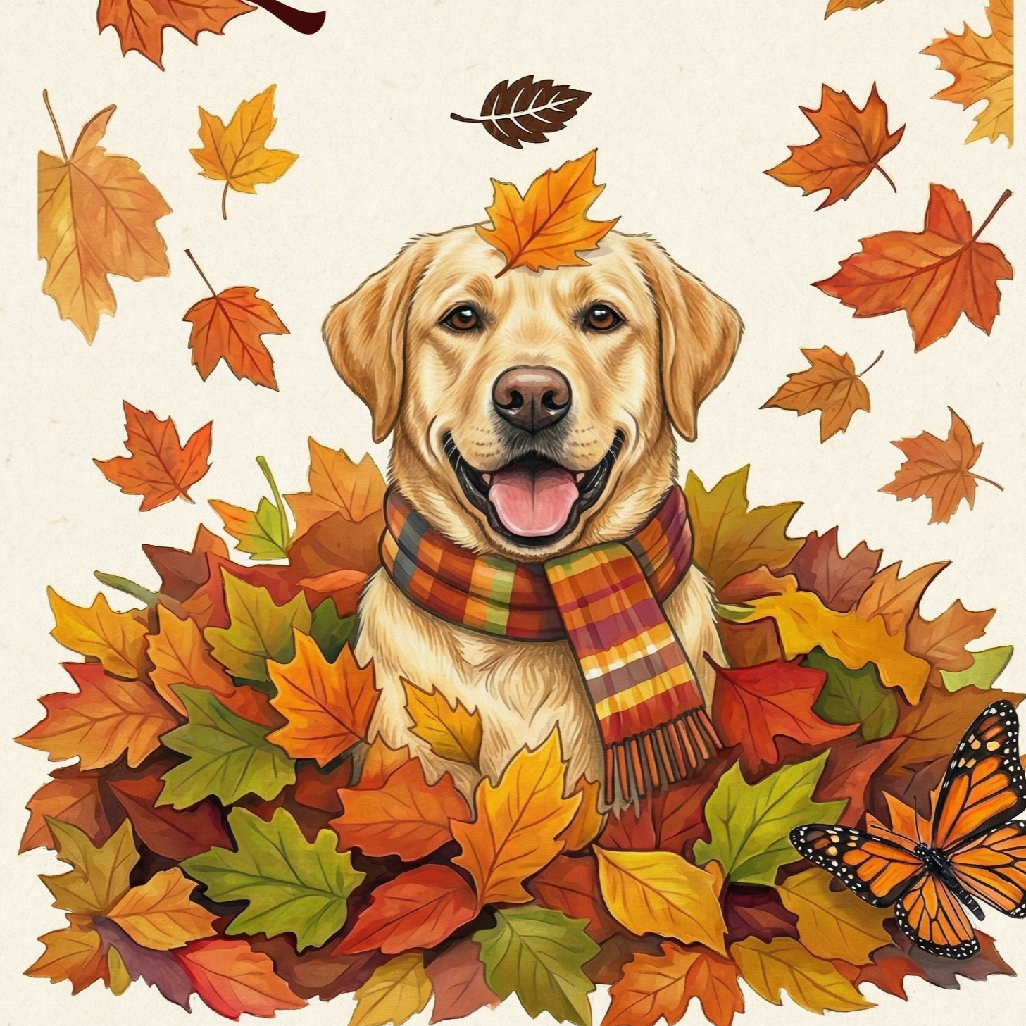 Falling Leaves Yellow Labrador Retriever Diamond Art Kit