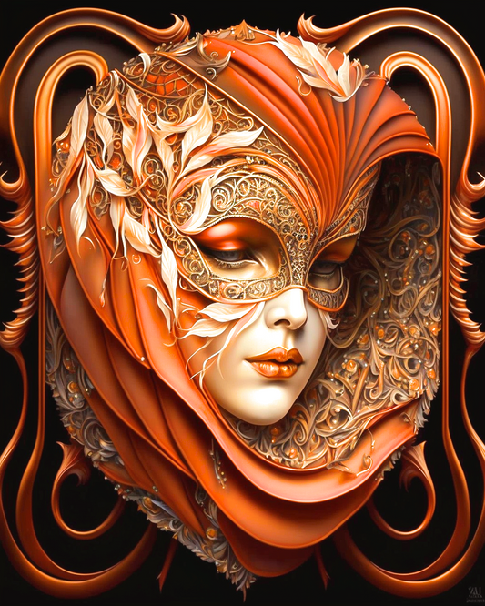 Orange Gold Porcelain Mask Diamond Art Kit