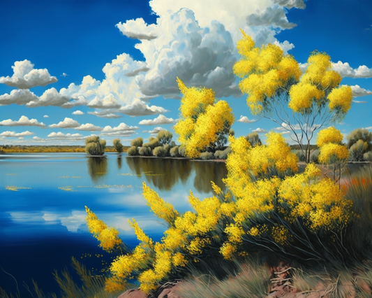 Yellow Flower Lake Diamond Art Kit