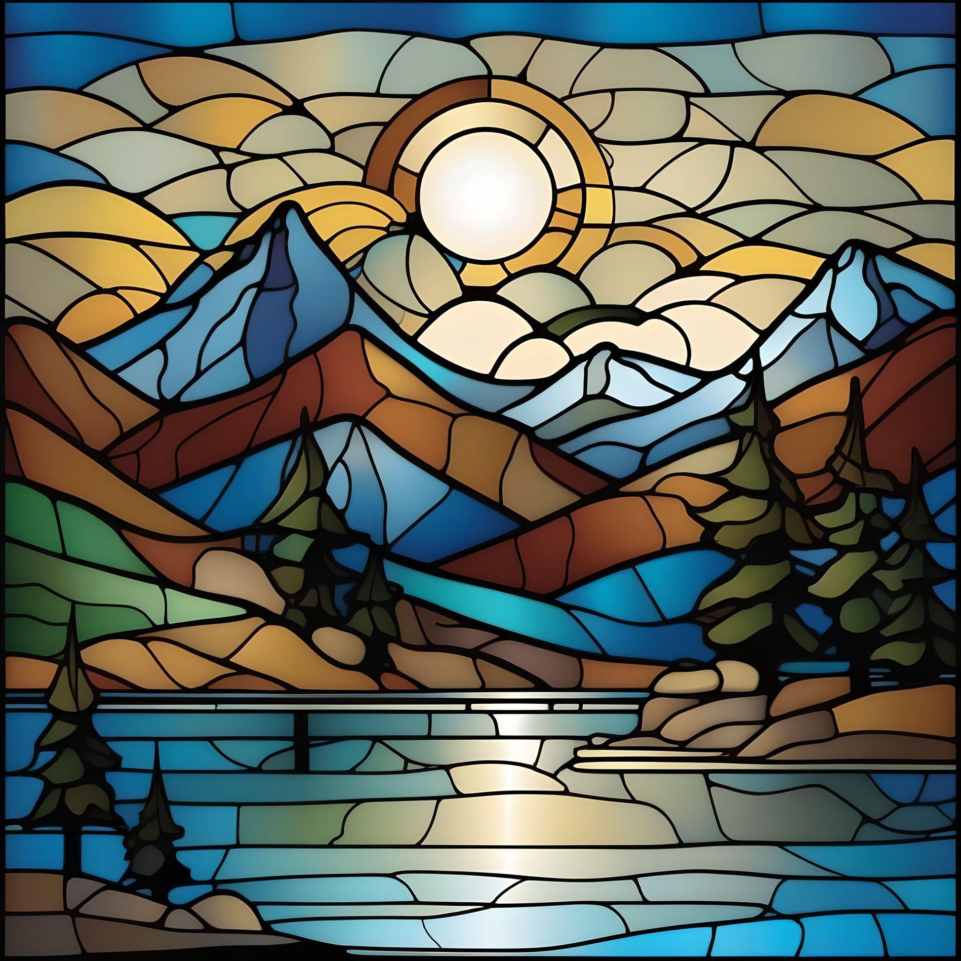Mountain Lake Abstract Diamond Art Kit