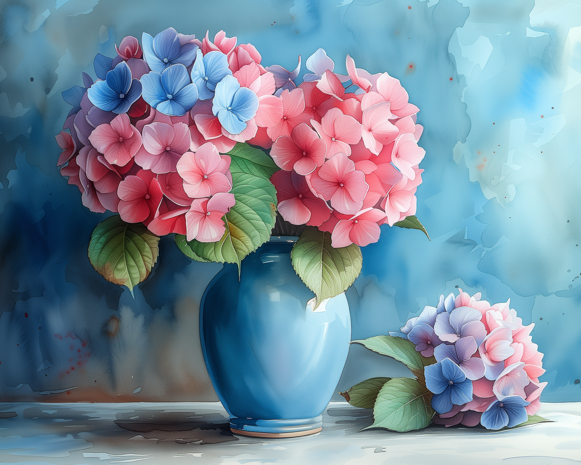 Blue Vase Hydrangeas Diamond Art Kit