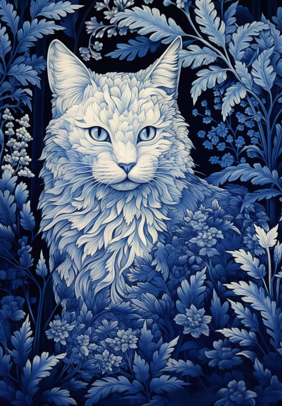 Blue Abstract Cat Diamond Art Kit