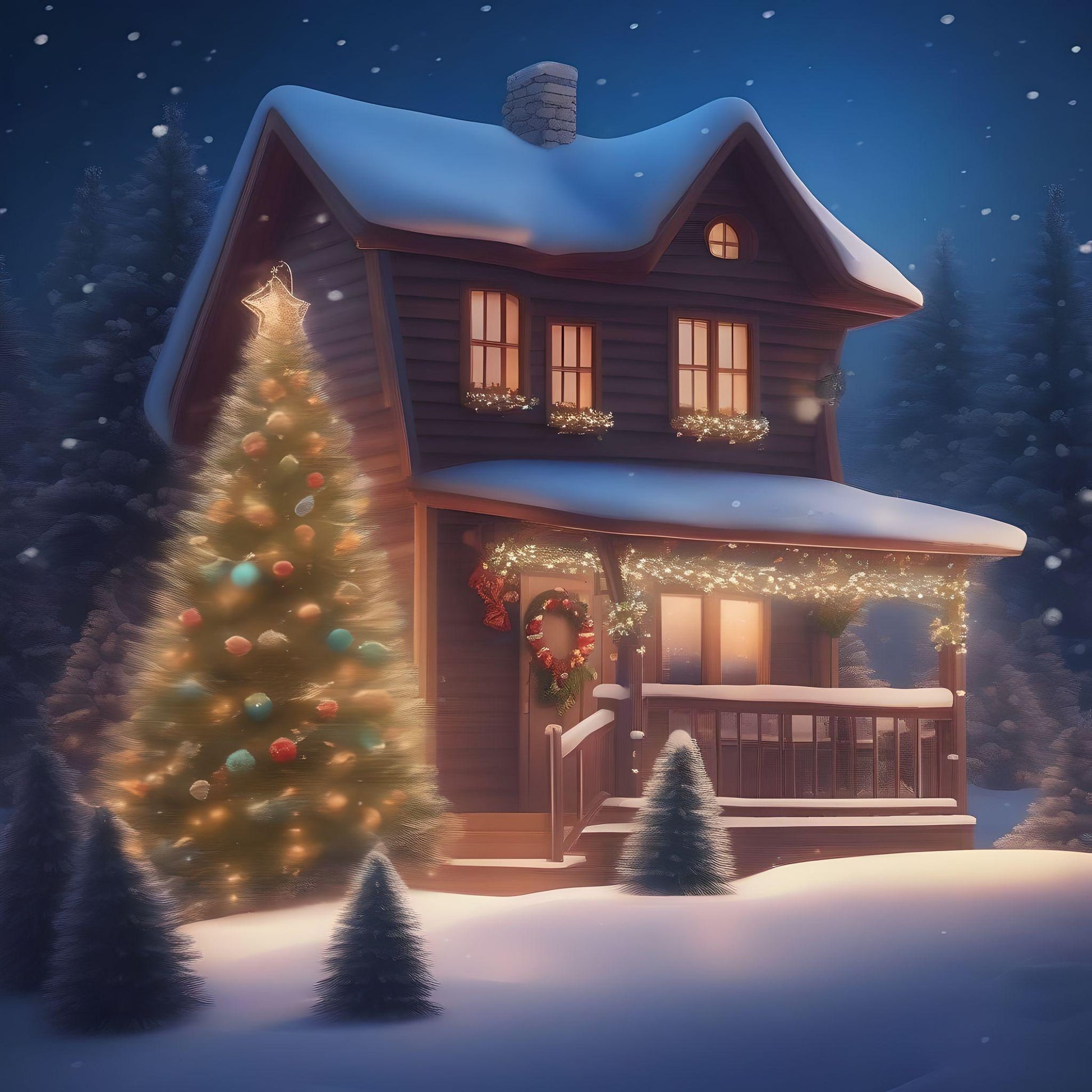 Cabin In The Snow At Christmas Diamond Art Kit