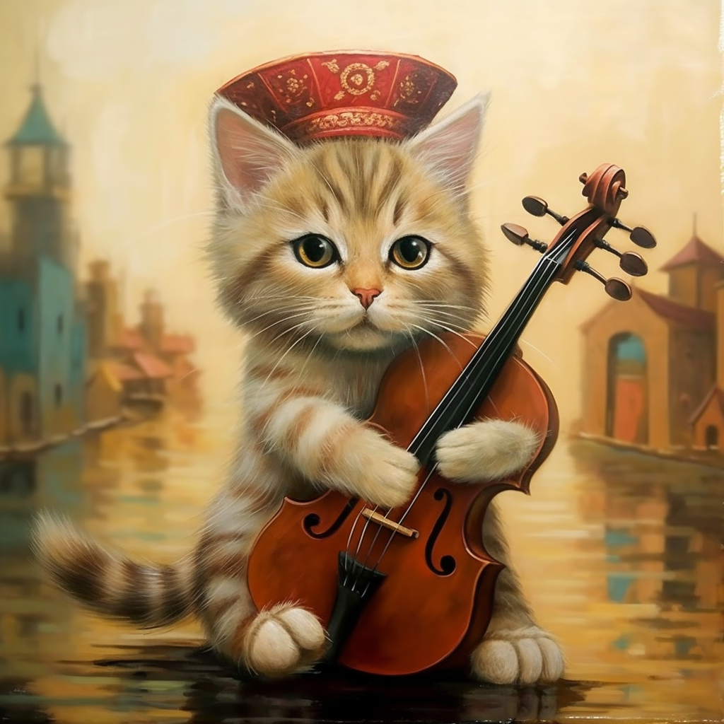 Kitten Violin Diamond Art Kit