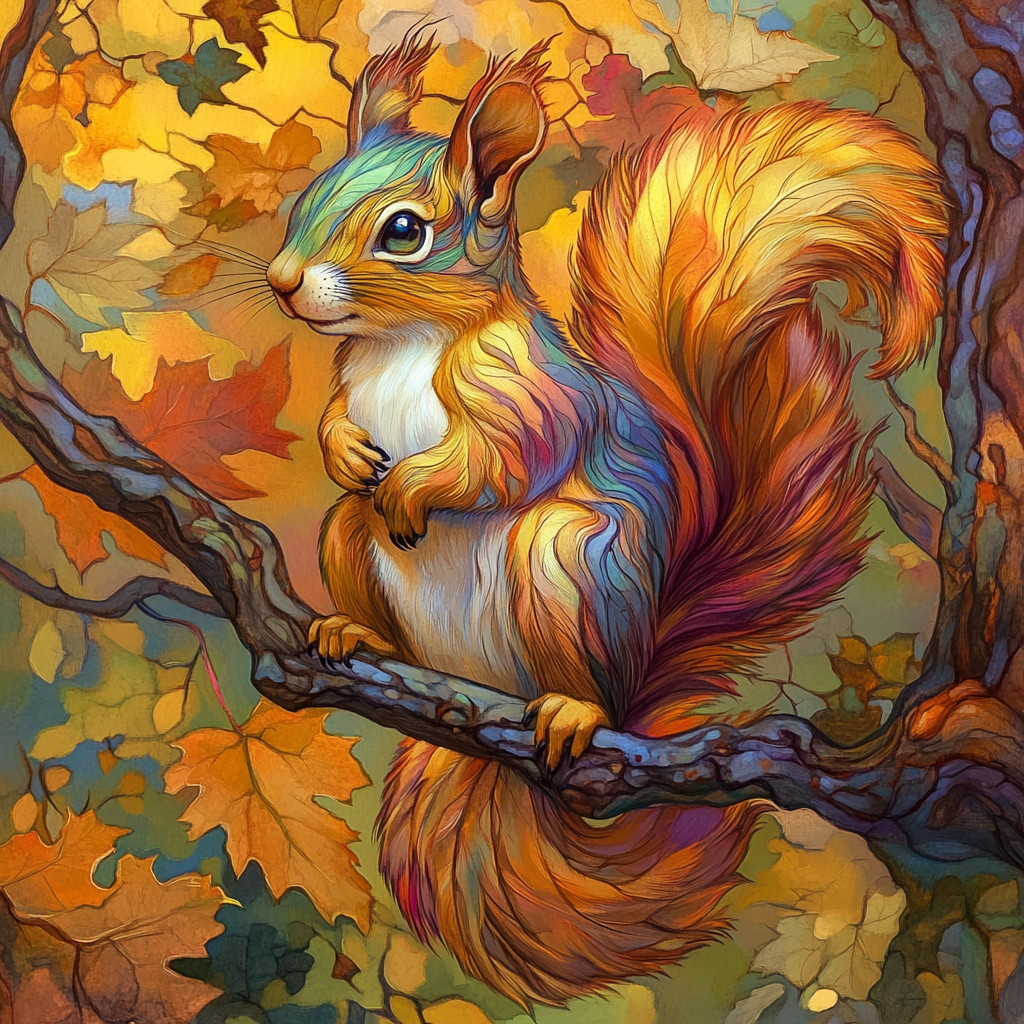 Abstract Squirrel Colorful Branch Diamond Art Kit