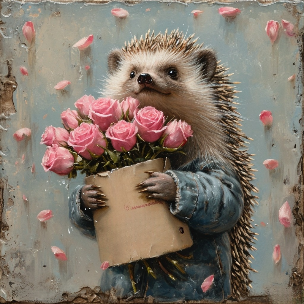 Pink Roses Hedgehog Diamond Art Kit