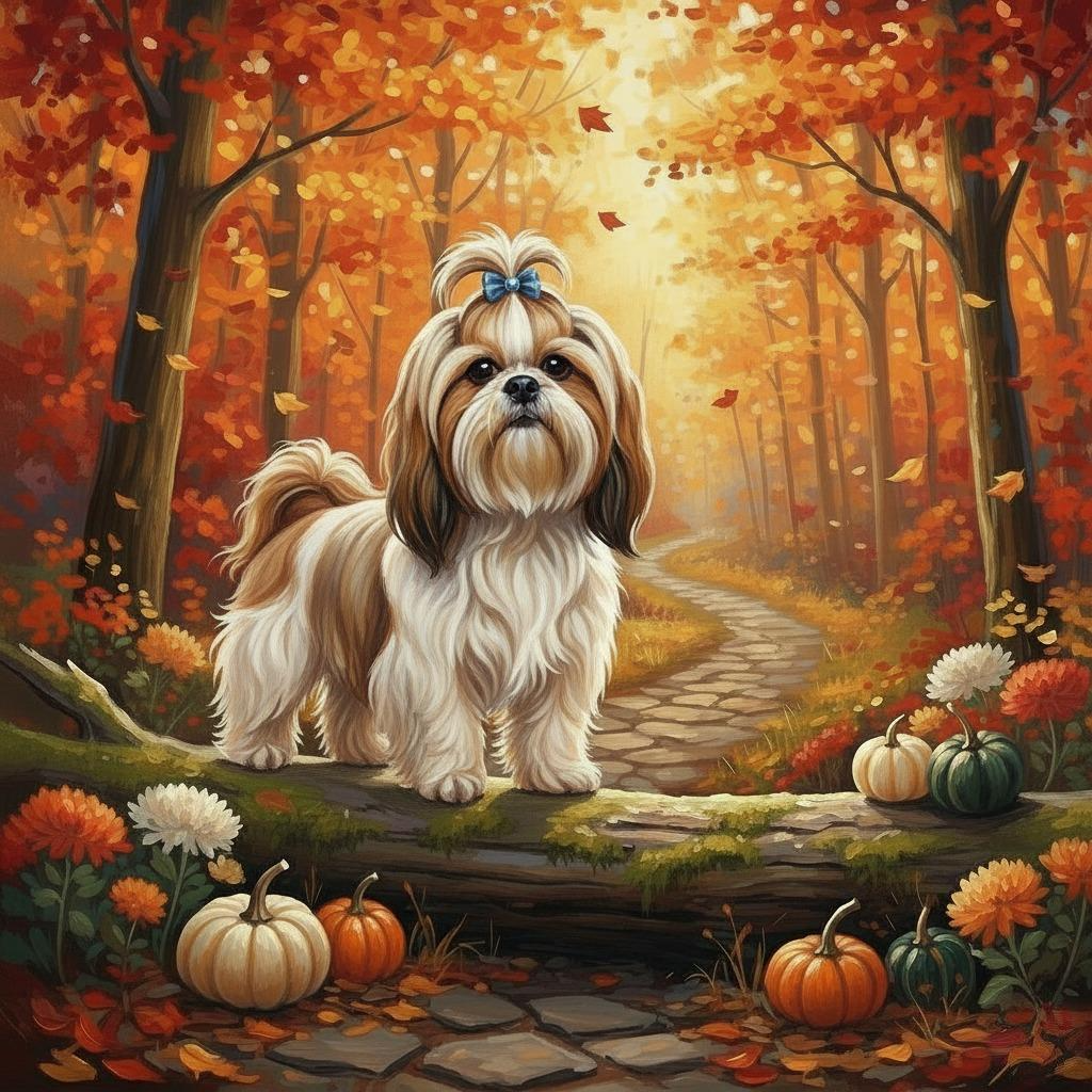 Autumn Forest Shih Tzu Diamond Art Kit