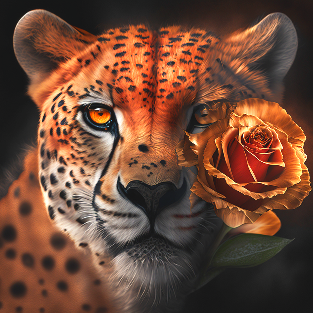 Orange Rose Cheetah Diamond Art Kit