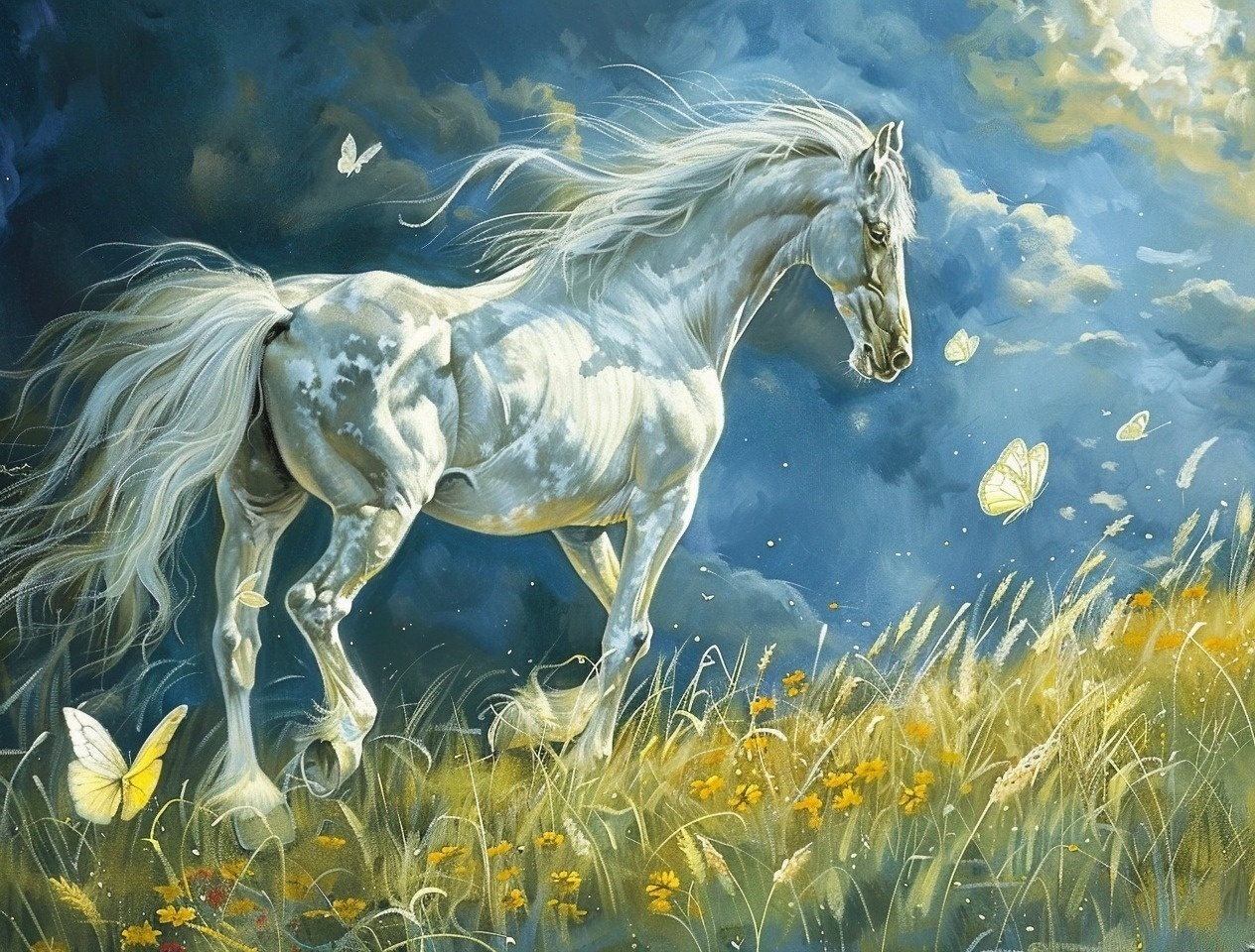 White Gray Horse Diamond Art Kit