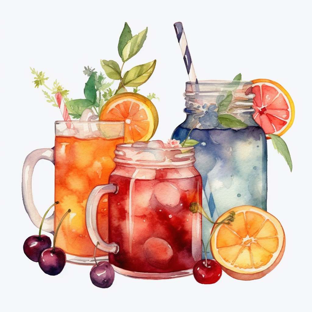 Fruity Jar Drinks Watercolor Diamond Art Kit