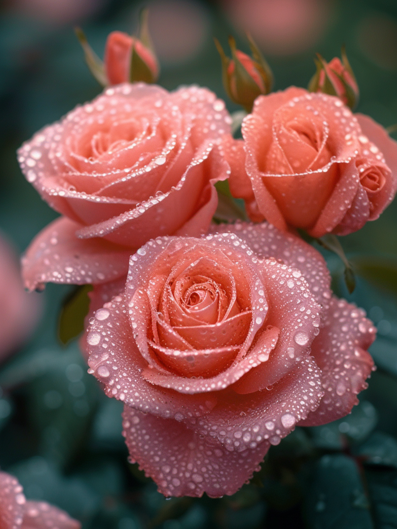 Dewdrop Pink Roses Diamond Art Kit