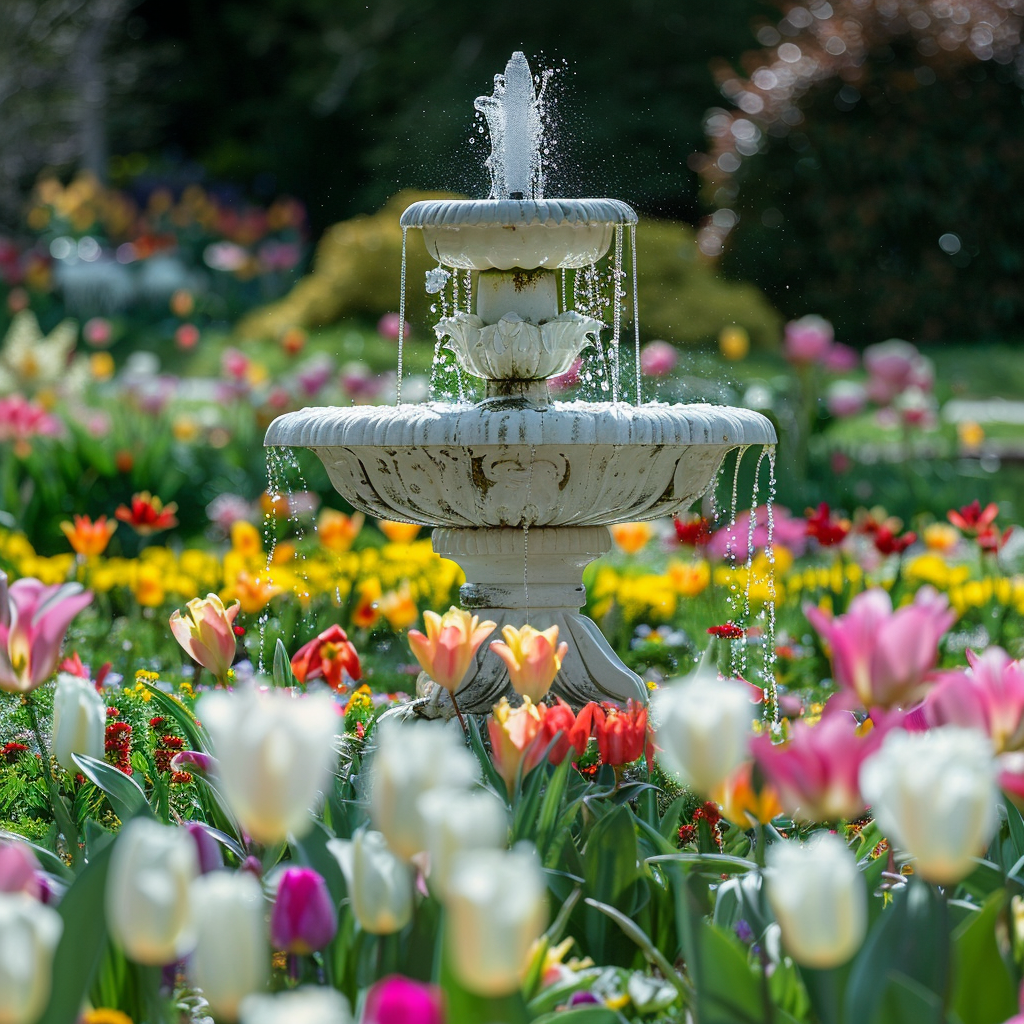 Tulip Garden Fountain Diamond Art Kit