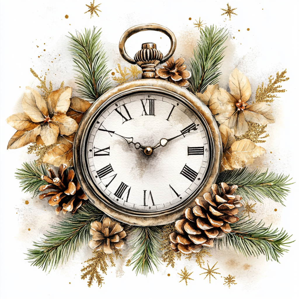 Brown Leaves Pinecones Pocket Watch Diamond Art Kit
