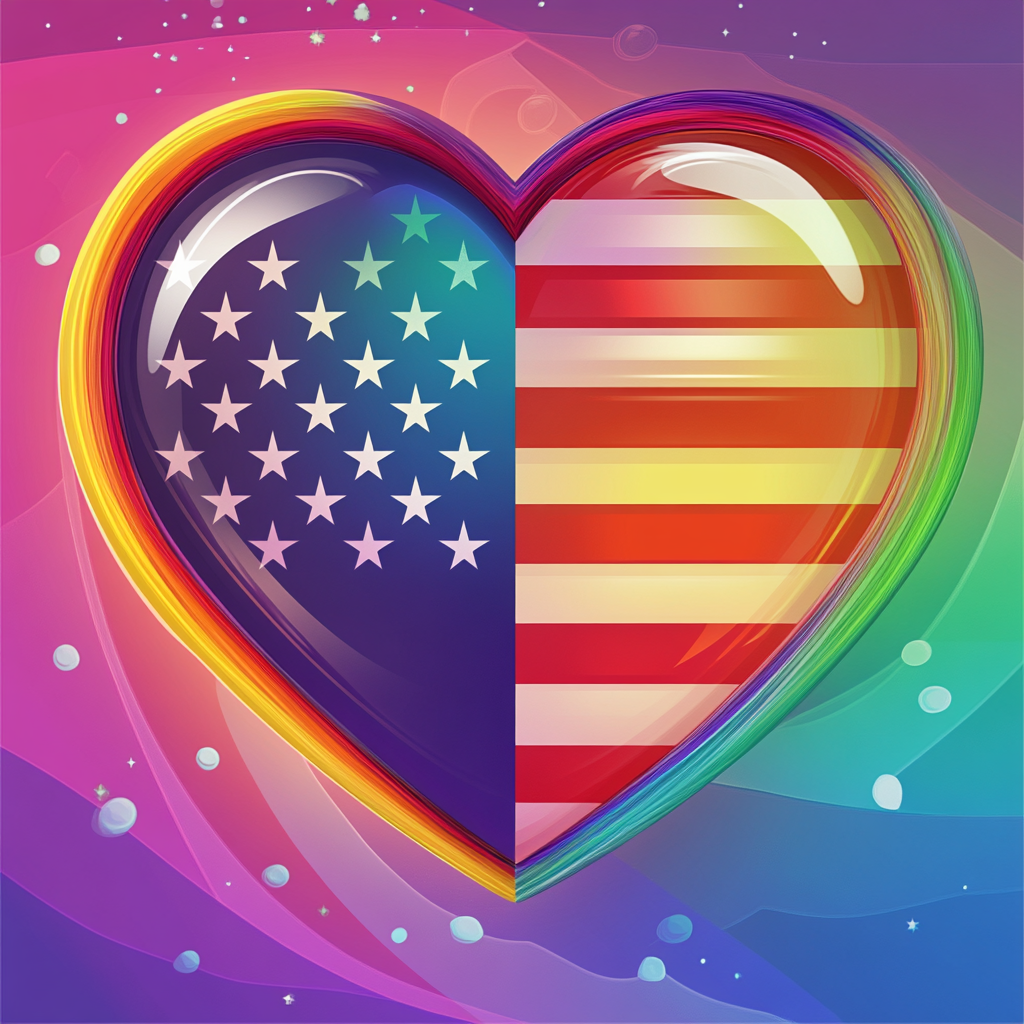 Stripes And Stars Heart Diamond Art Kit
