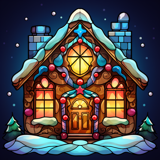 Starry Night Gingerbread House Diamond Art Kit