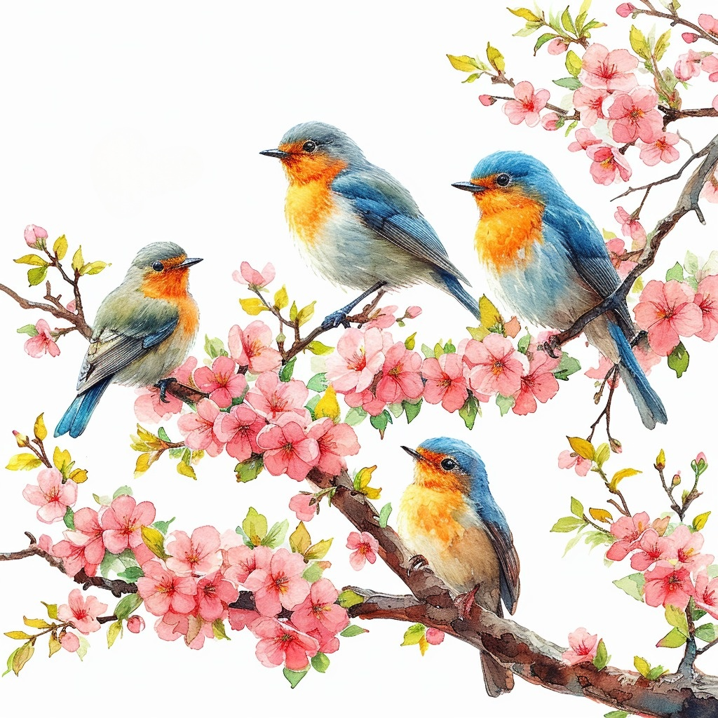 Four Little Birds Blossom Branch Diamond Art Kit