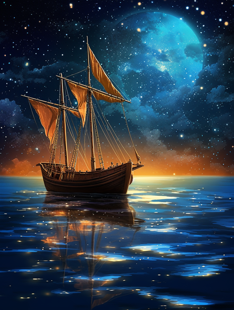 Galaxy Sky Sailing Boat Diamond Art Kit