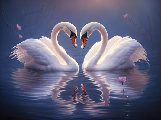 Pink Orchid White Swans Diamond Art Kit