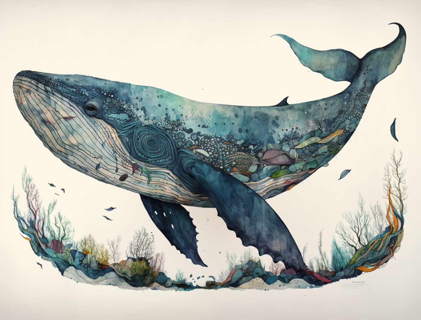 Watercolor Blue Whale Diamond Art Kit