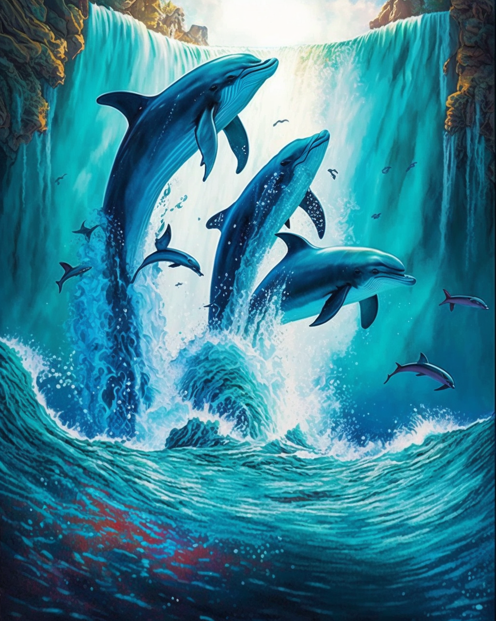 Dolphin Waterfalls Diamond Art Kit