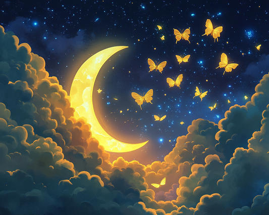 Yellow Butterfly Moon Diamond Art Kit
